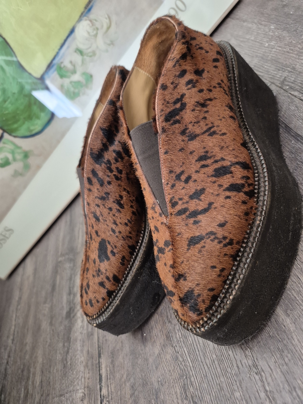 Damir Doma Brown and Black Leopard Haircalf Slip-On Loafers